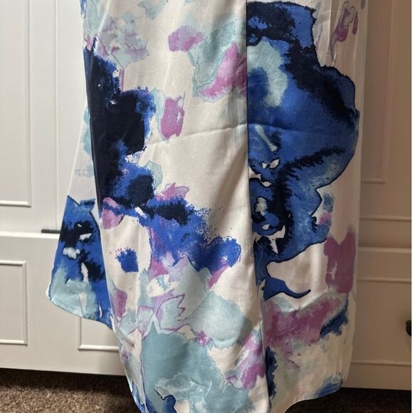 Banana Republic Halter Maxi Dress Blue Purple Watercolor Sz XL Backless Evening - Picture 6 of 13